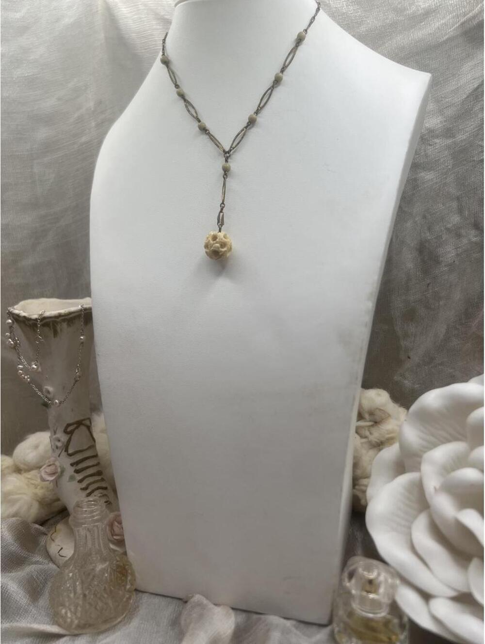vintage/ antique Chinese puzzle ball lariat pendant necklace